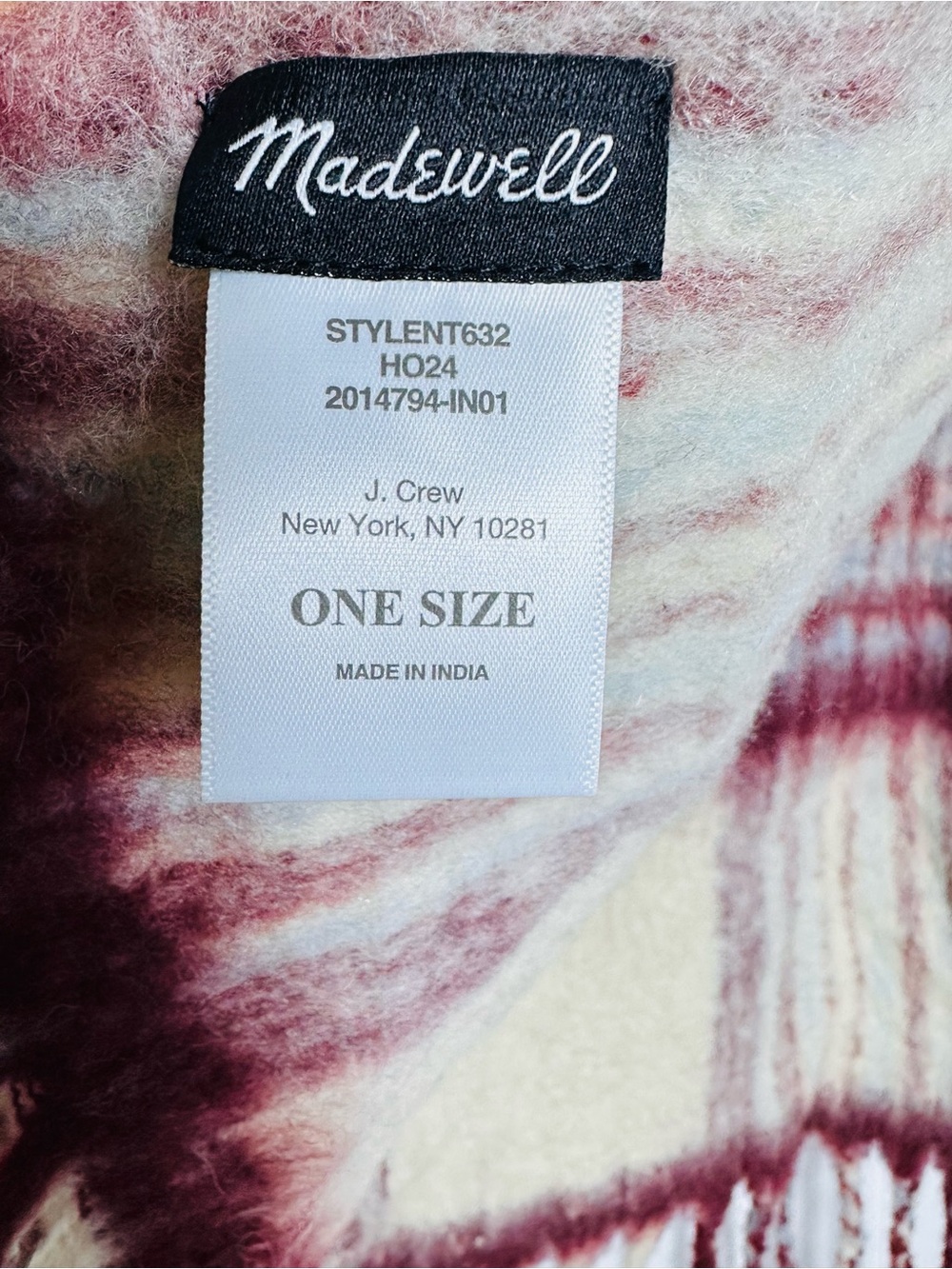 Madewell Scarf Alpaca-Blend Scarf chunky fringed tassels Plaid Check One Size - Picture 5 of 7